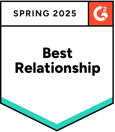 G2 badge, best relationship, spring 2025