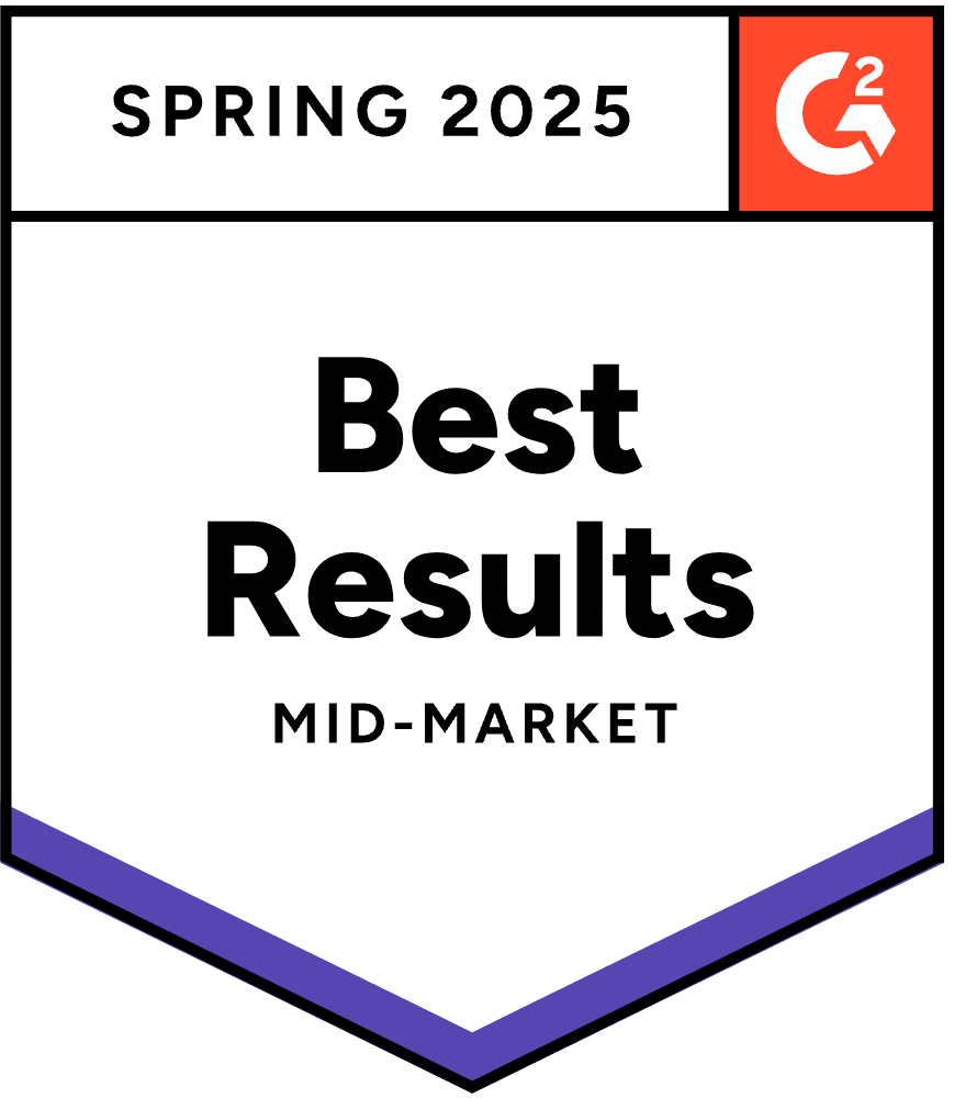G2 badge, best results mid-market, spring 2025