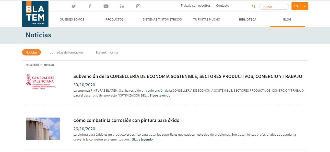 Ejemplo de marketing B2B de Pinturas Blatem