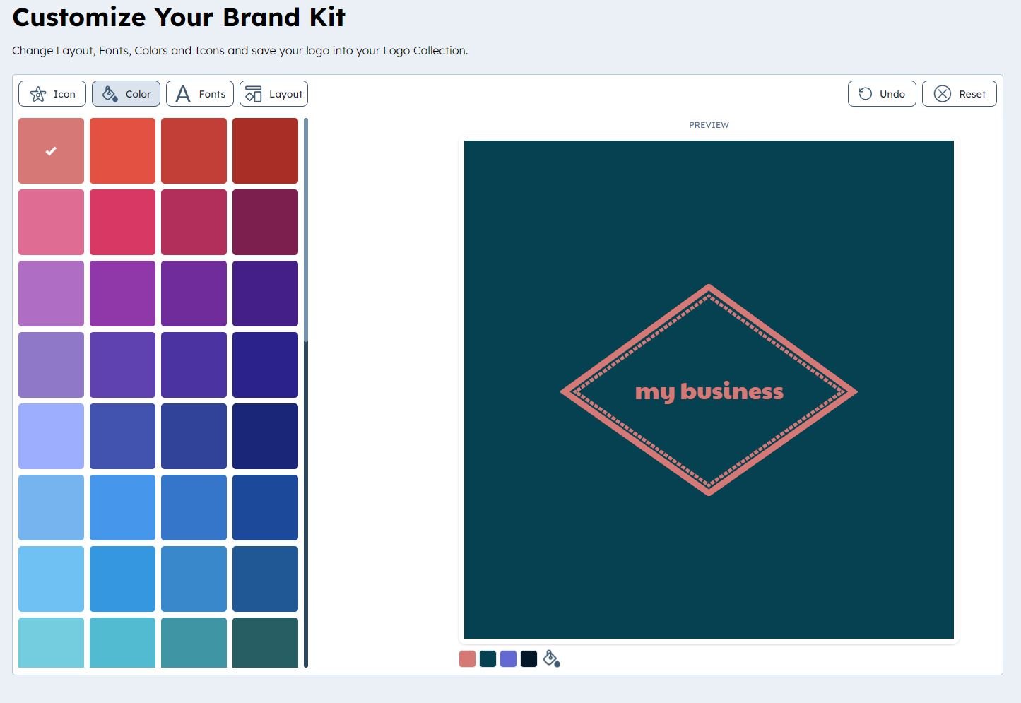 Brand Kit Generator color customization screen