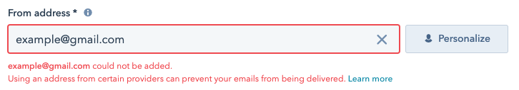 Beispiel HubSpot  kostenloses E-Mail ohne eigene E-Mail-Versanddomain