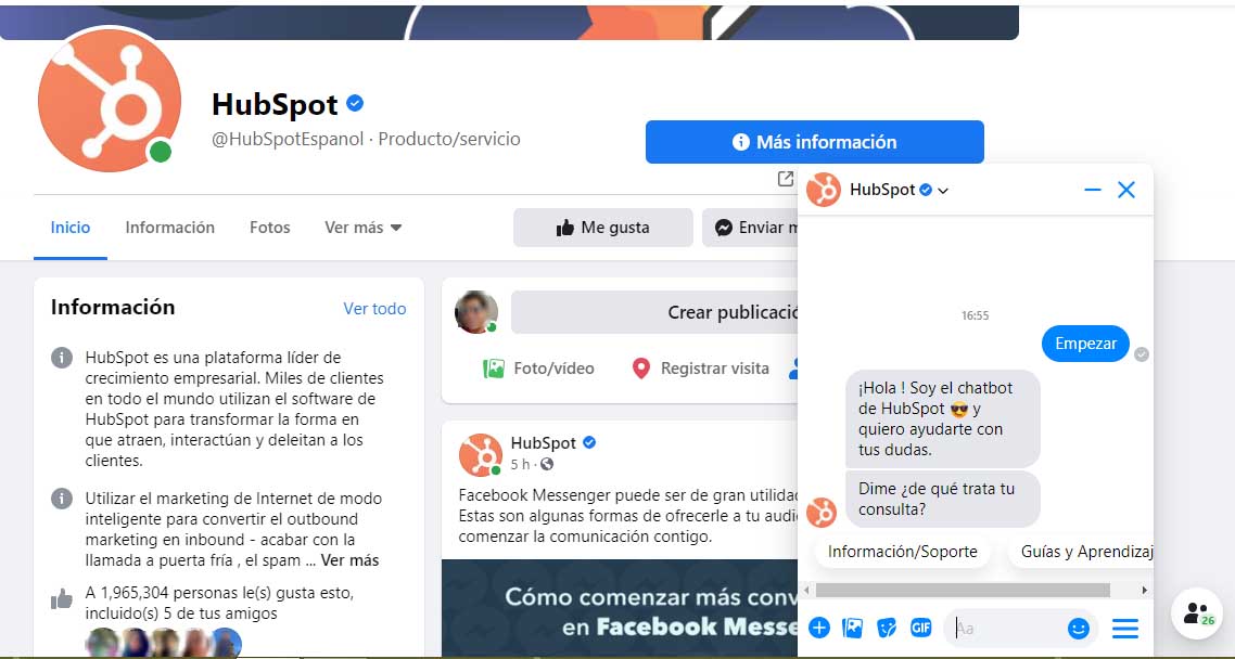 Uso de Messenger en Facebook para empresas