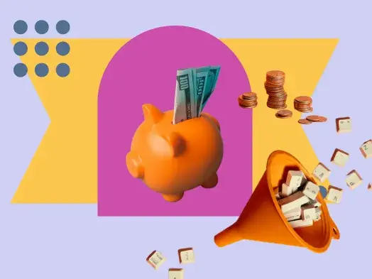 meeting with c level executives represented by a piggy bank