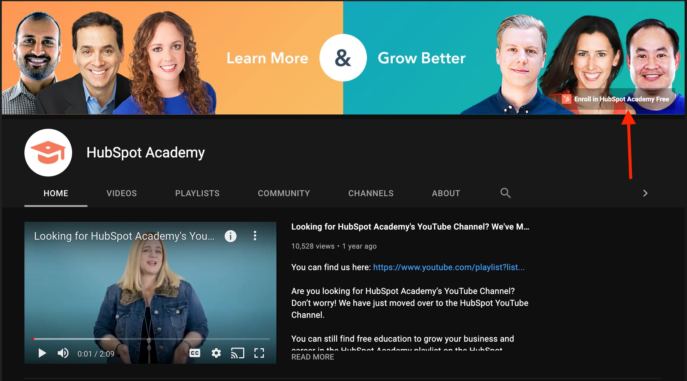 mailing list sign up tip: hubspot academy youtube channel sign up link CTA