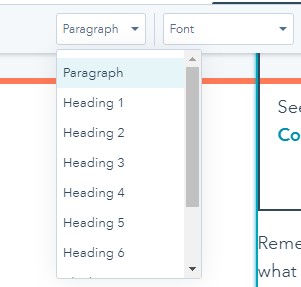 applying heading tags using HubSpot's blog editor