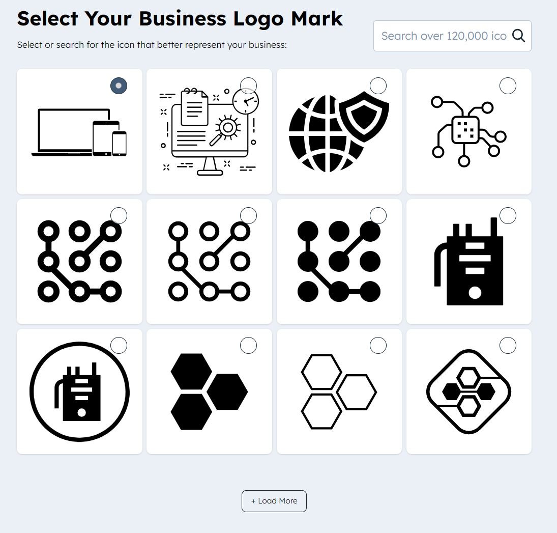 Brand Kit Generator icon selection screen