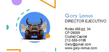 Ejemplo de tarjeta de presentación en Word moderna