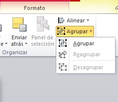 Cómo hacer un logotipo en Word: menu agrupar