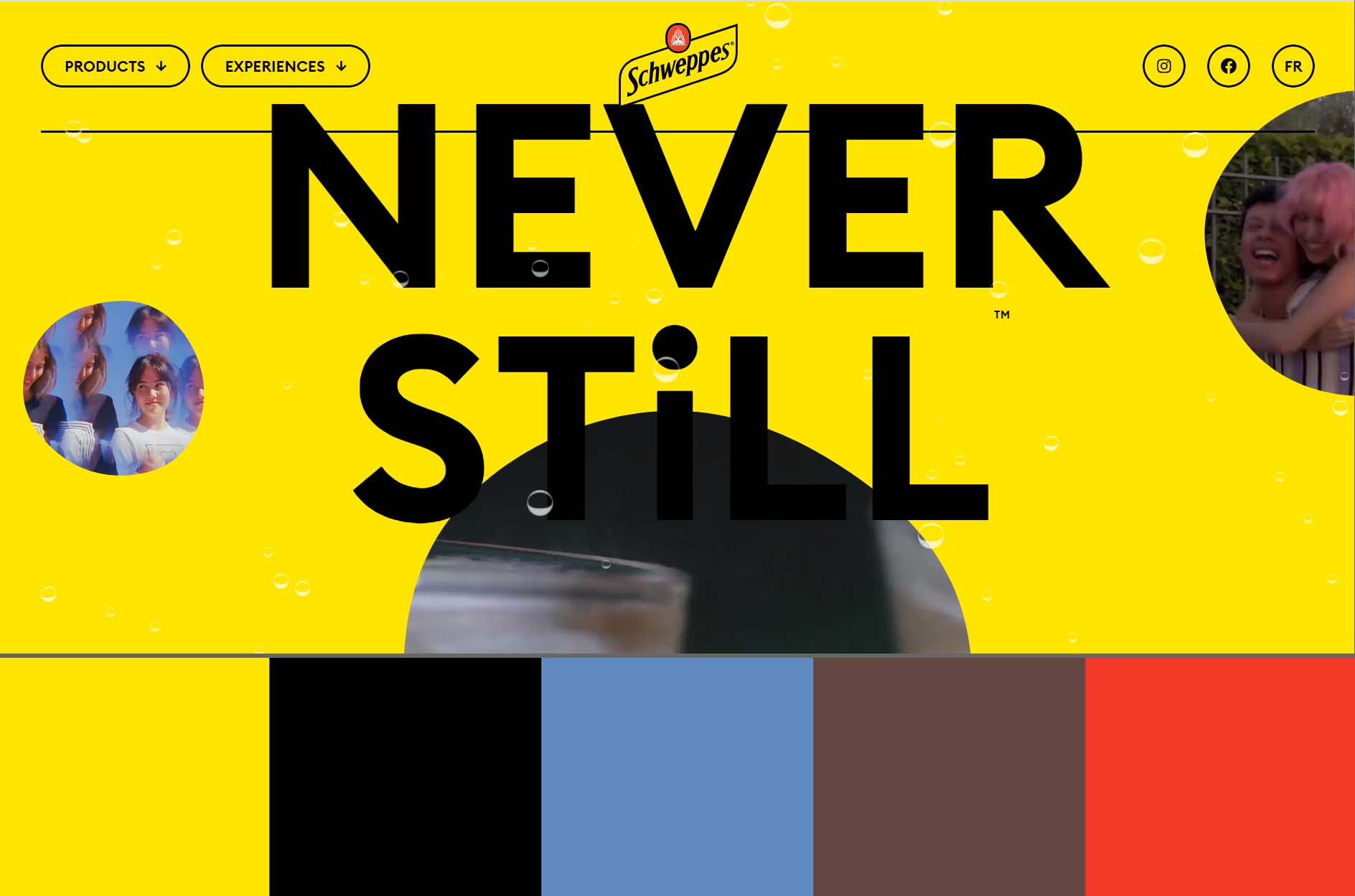 Combinación de colores web: ejemplo de Scheweppes