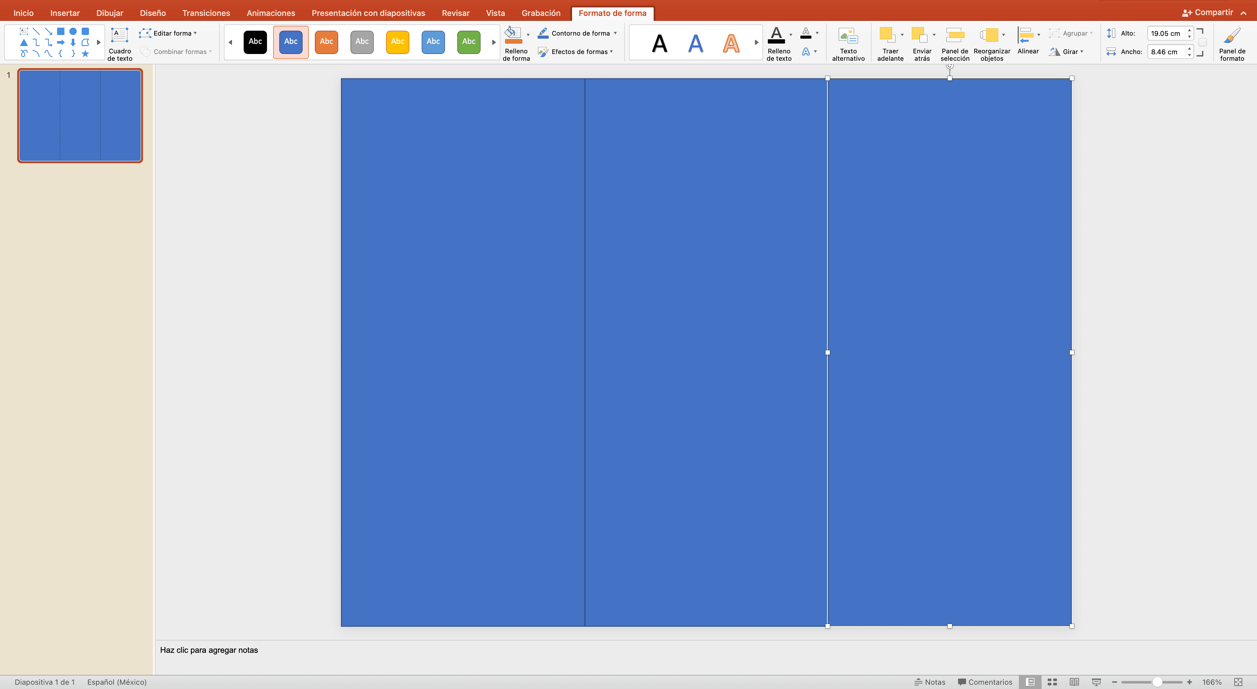 Crea un tríptico profesional en Power Point: Dibuja 3 rectángulos