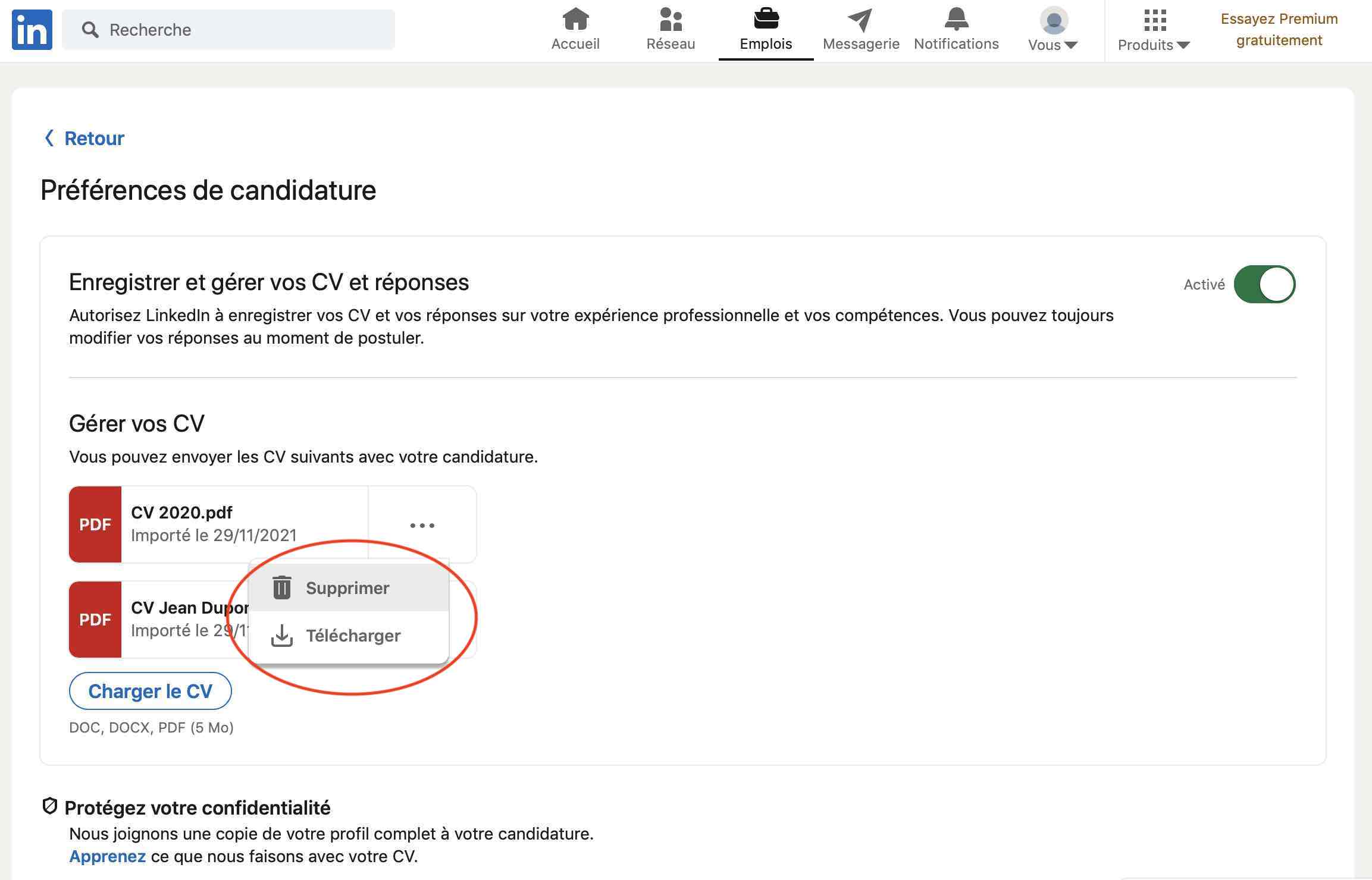 Comment ajouter un CV sur LinkedIn