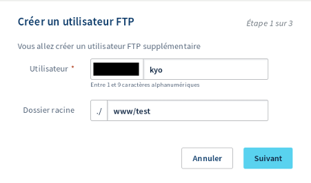 Création accès FTP OVH