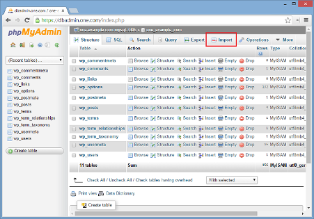 Importation base de données