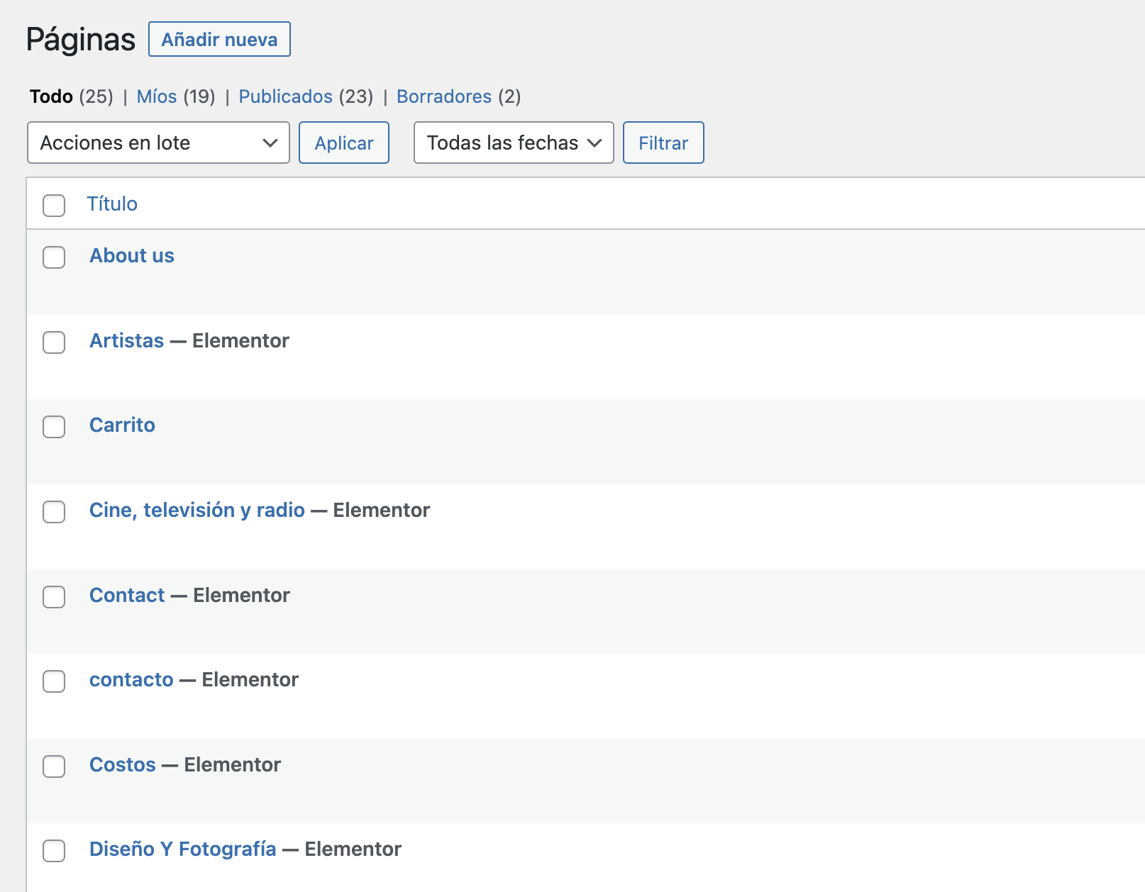 Cómo duplicar una página de WordPress: seleccionar la página