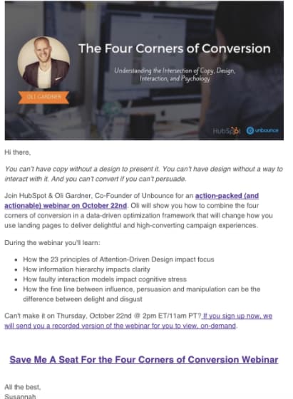 Cómo promocionar co-marketing: ejemplo de HubSpot 