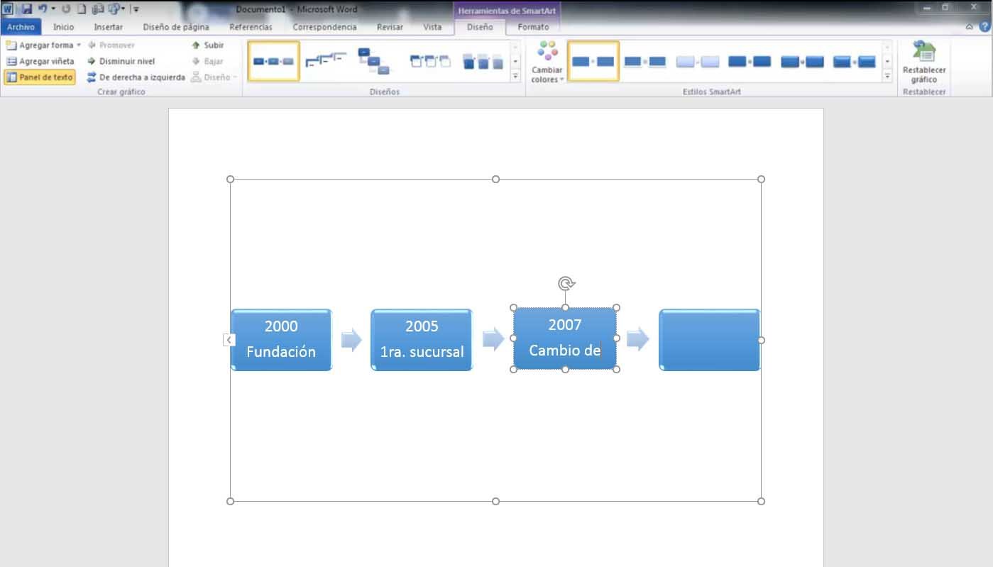 Cómo hacer una línea de tiempo en Word: gráficos