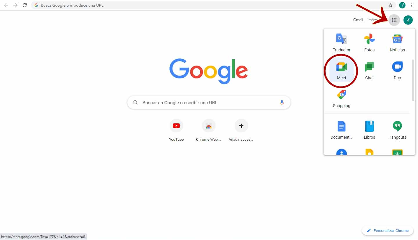 Cómo crear una reunión en Meet: inicio