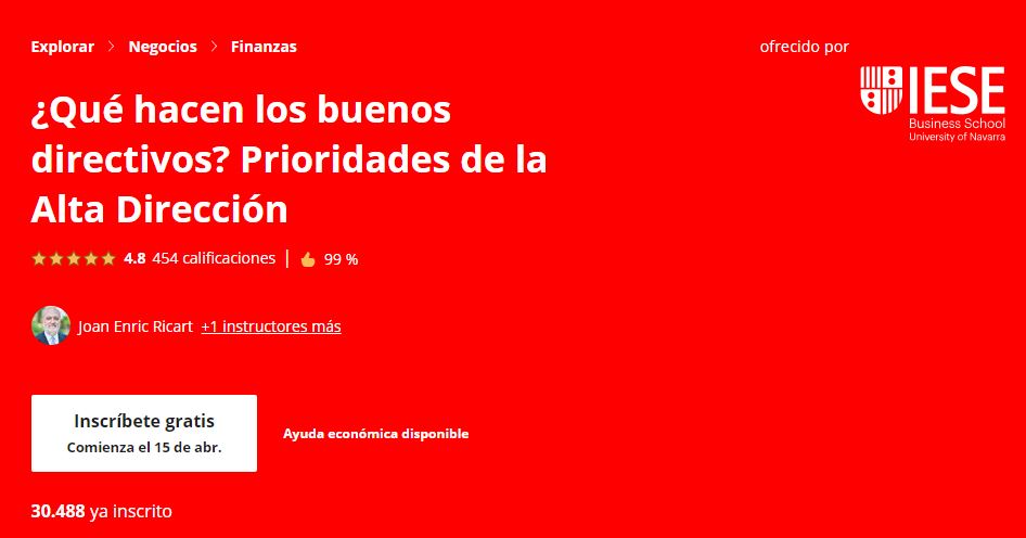 Curso de liderazgo efectivo para directivos de IESE