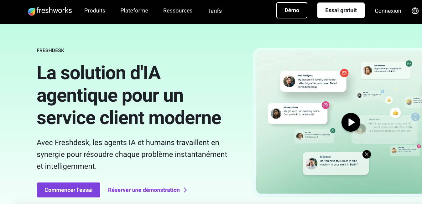 page accueil site freshdesk