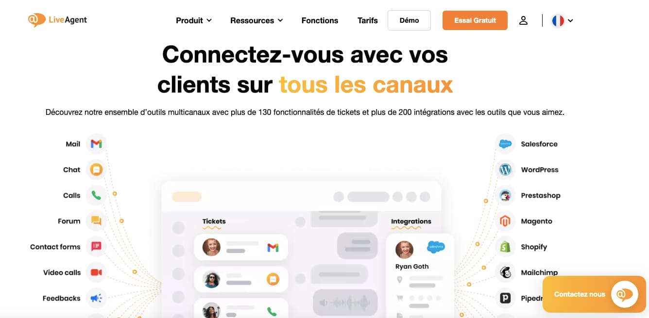 page d'accueil site liveagent