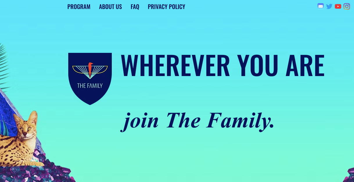 page accueil site incubateur the family