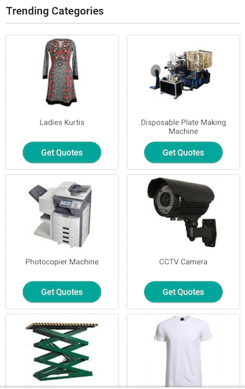 mobile website design: indiamart product listing
