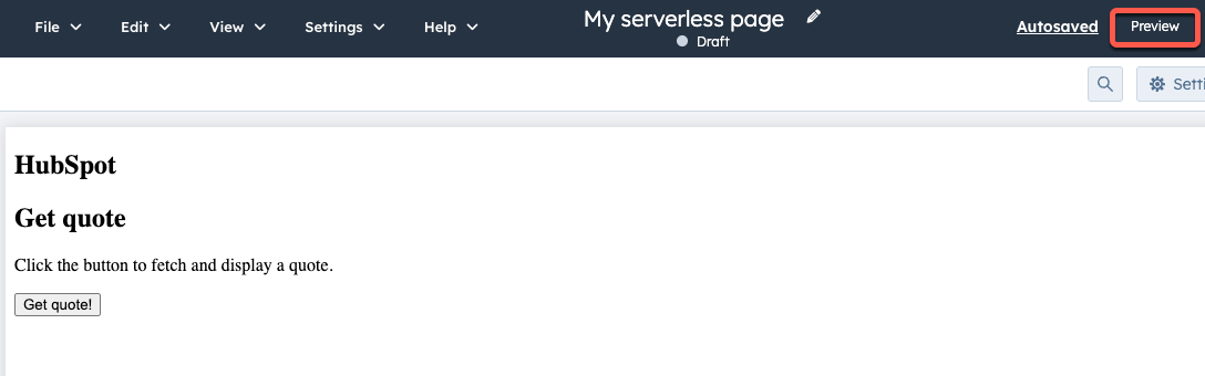 Page editor preview button