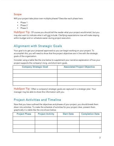 project proposal template strategic goals