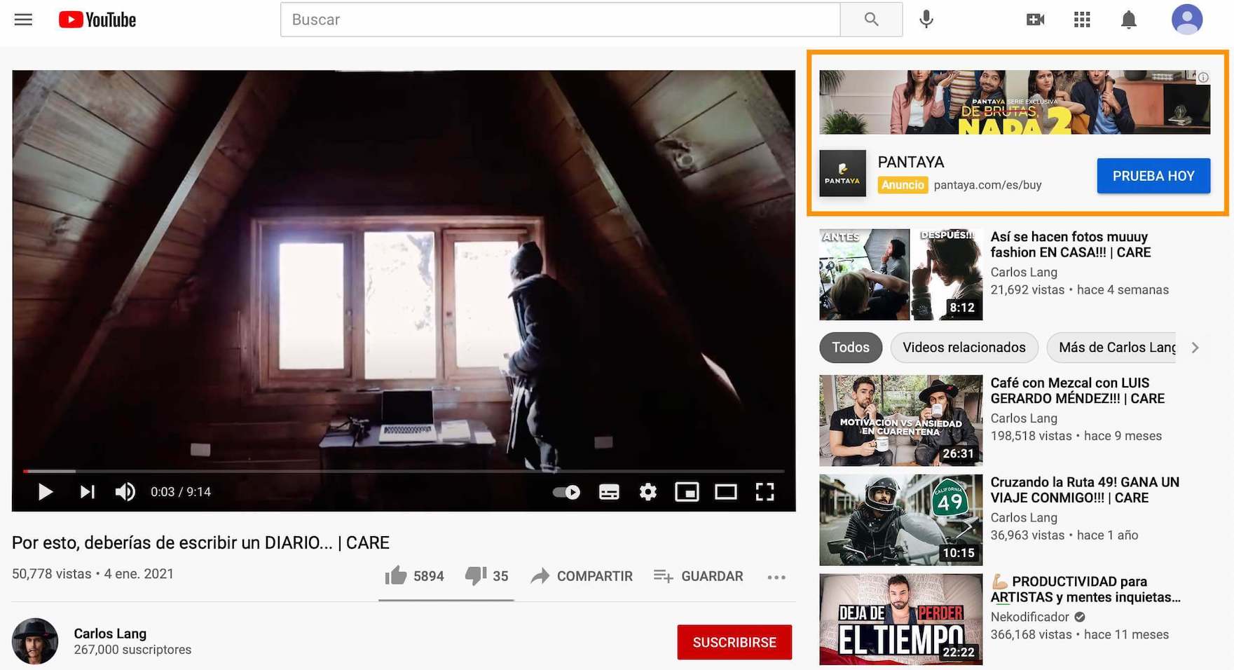 Tipos de Publicidad de Youtube: TrueView in-stream en barre lateral (después de omitirse)