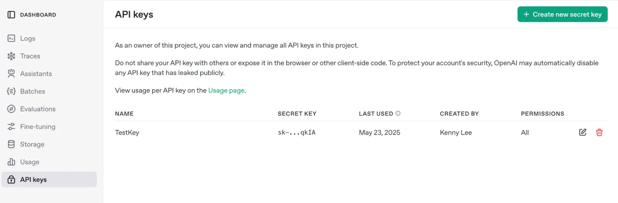 api key for my python ai chatbot