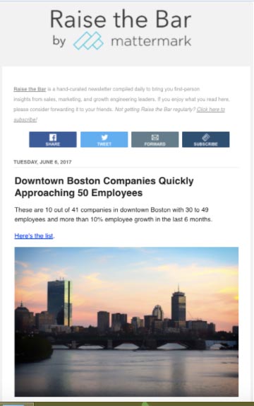Ejemplo de marketing B2B de Mattermark