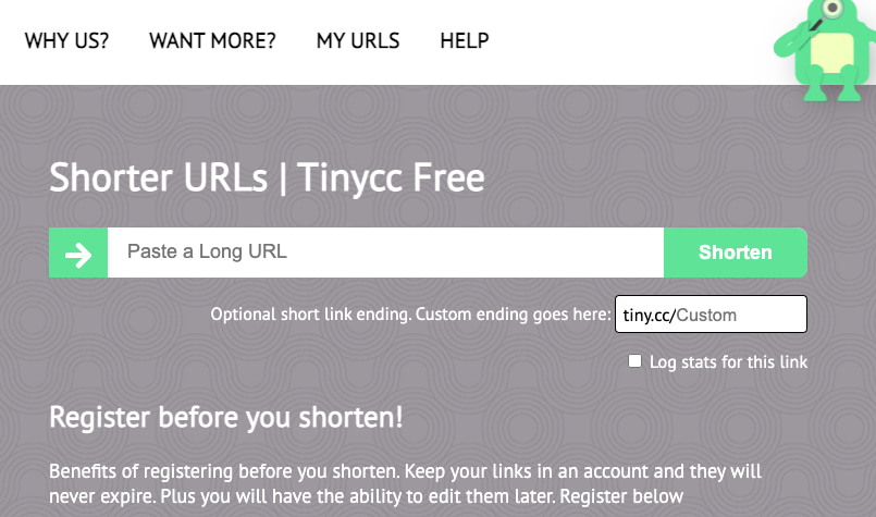 TinyCC URL and link shortener