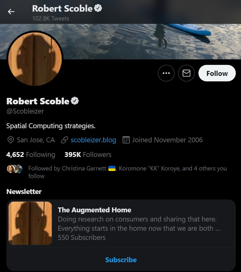 twitter power user account: robert scoble