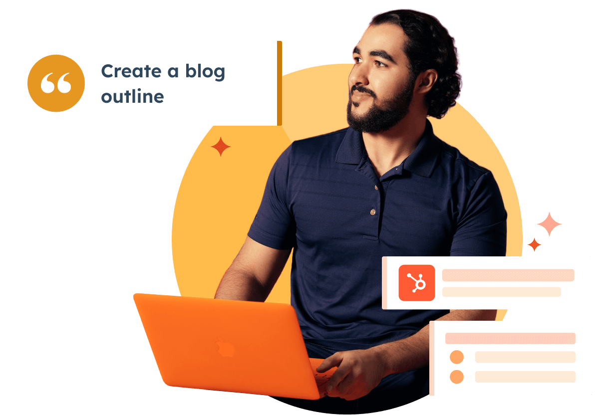 Customer giving HubSpot's content assistant tool a command to create a blog outline for him