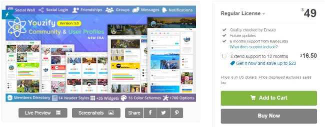youzify social sharing plugin